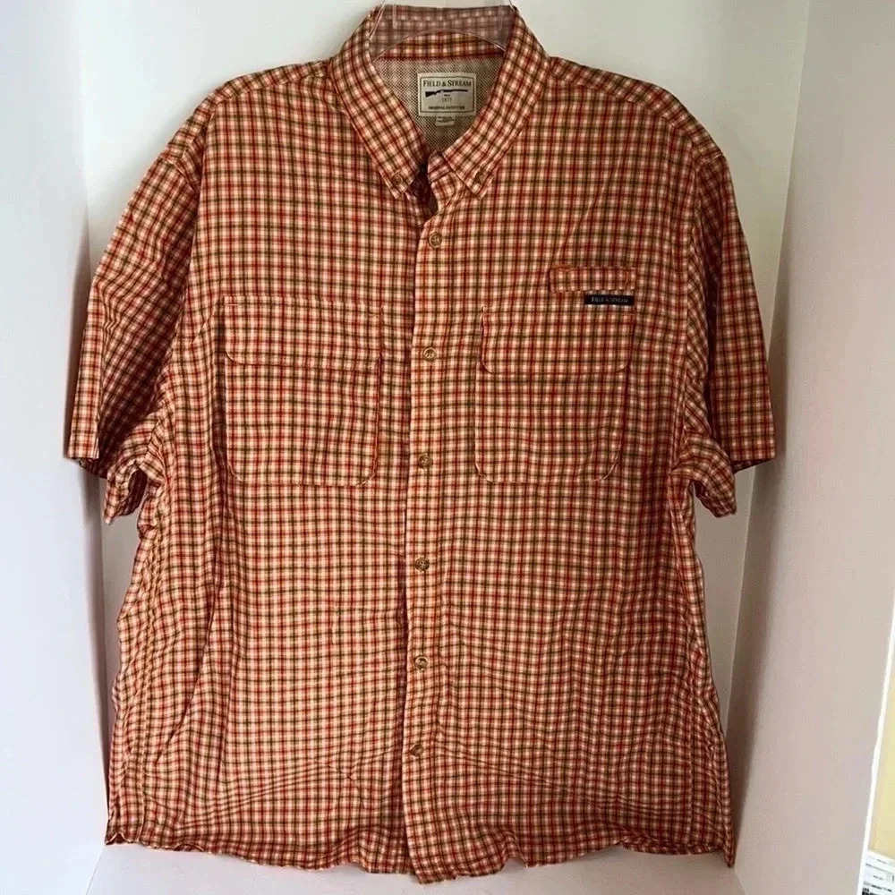 Field & Stream Short Sleeve Plaid Button Down Men’s Shirt, Size XL, Lightweight